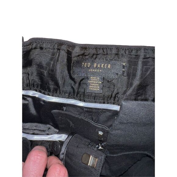 Ted Baker High Paper Bag Waist Tapered Black Trouser Pants size 6 - Picture 8 of 13